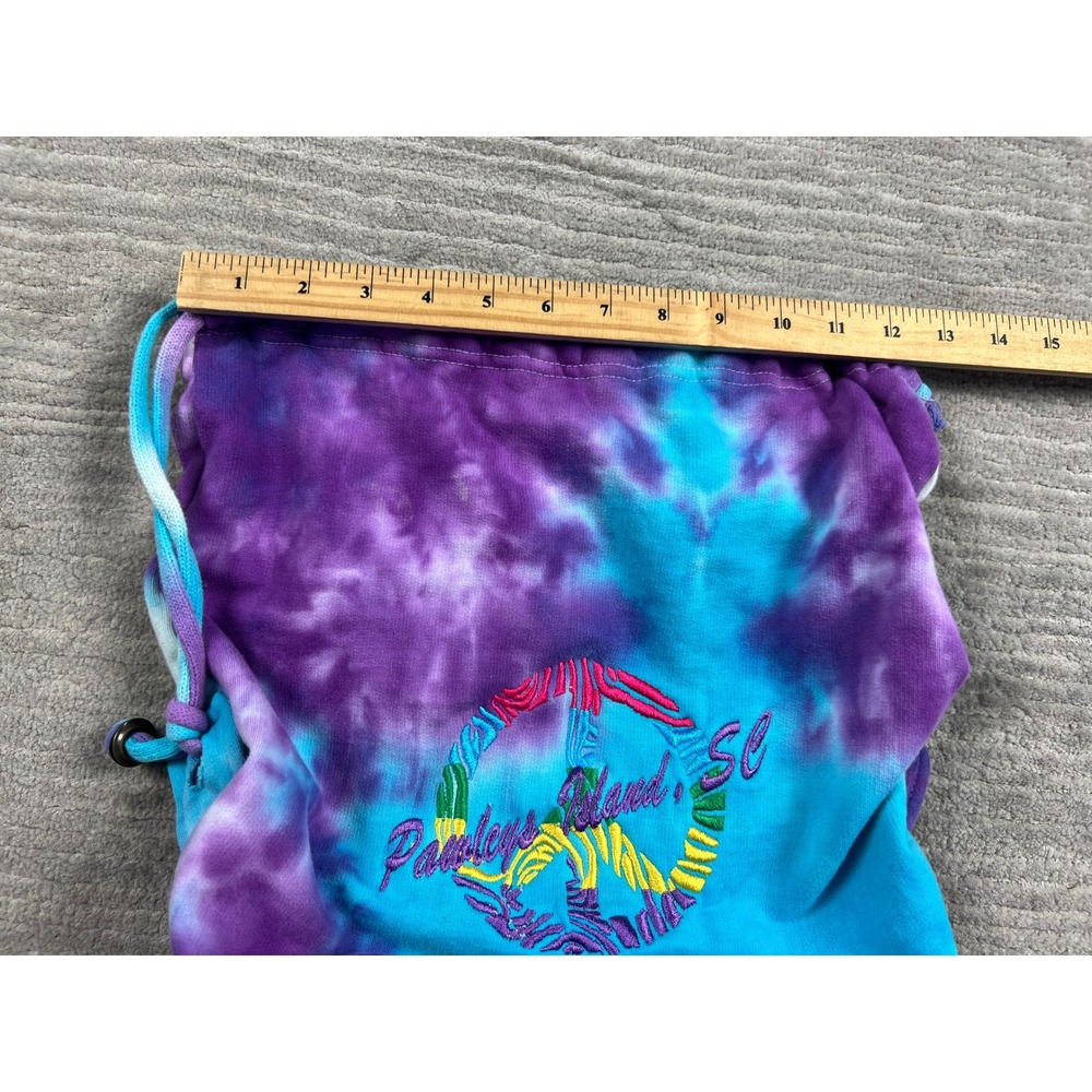 Unbranded Drawstring Backpack Unisex OS Purple Tie Dye Peace Sign Pawleys Island - Picture 11 of 13